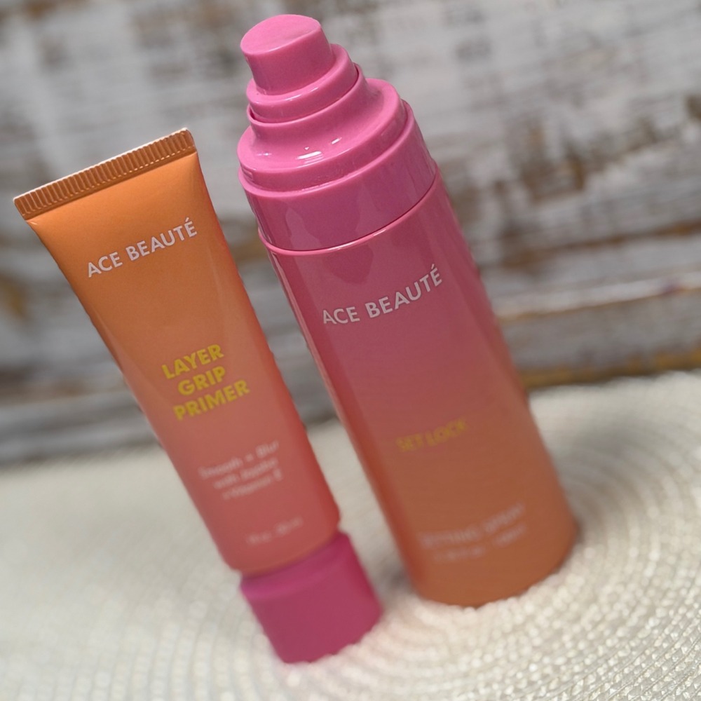 Ace‎ Beaute Layer Grip Primer and Set Lock Setting Spray Duo Pink Orange Ombre